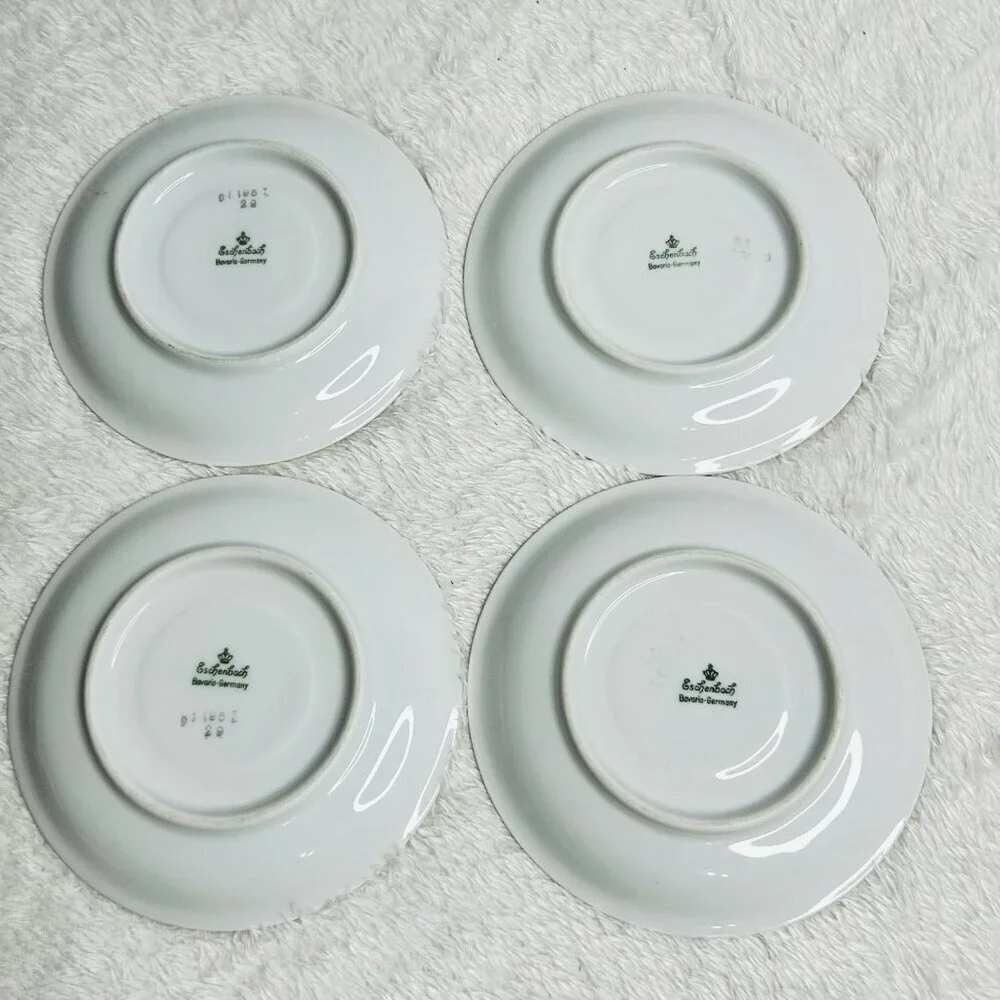 Eschenbach Bavaria Germany Moss Rose Demitasse Teacup Saucers Cream and Sugar